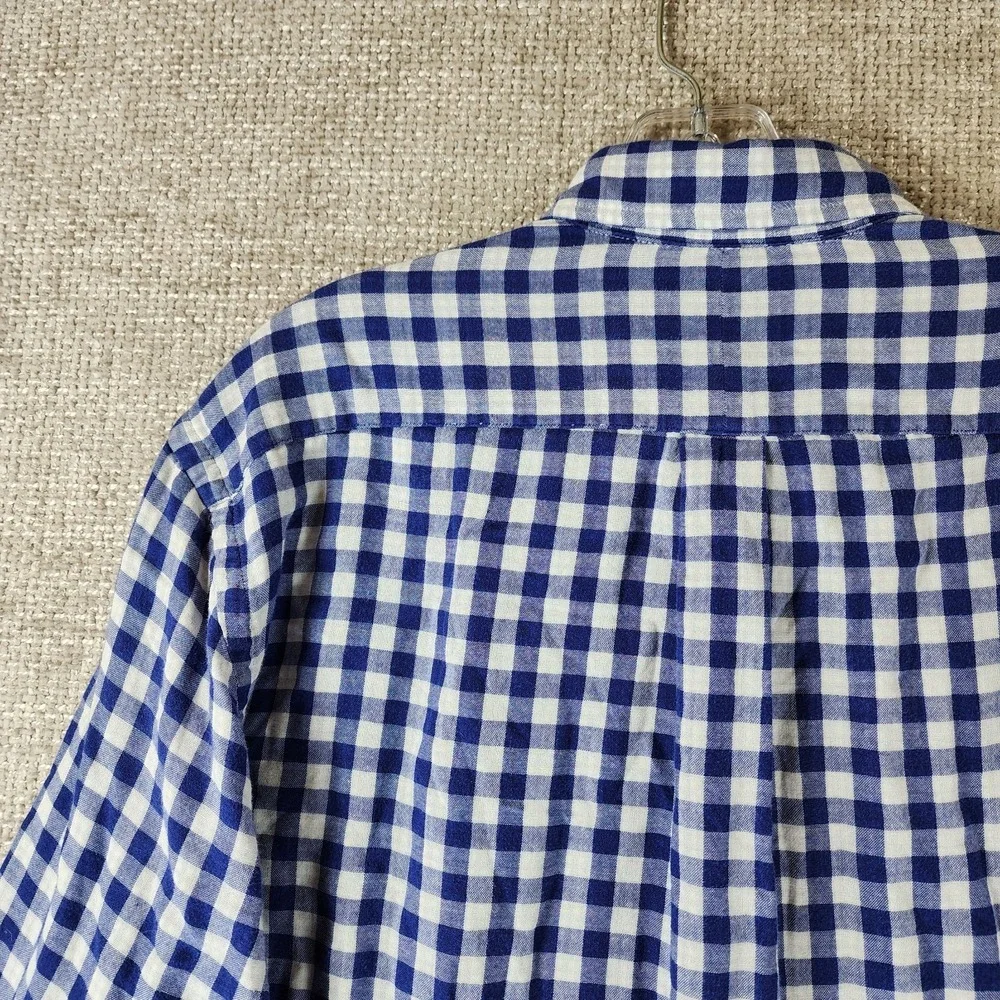 Polo Ralph Lauren Shirt Mens XL Blue White Gingham Plaid Gauze Lined